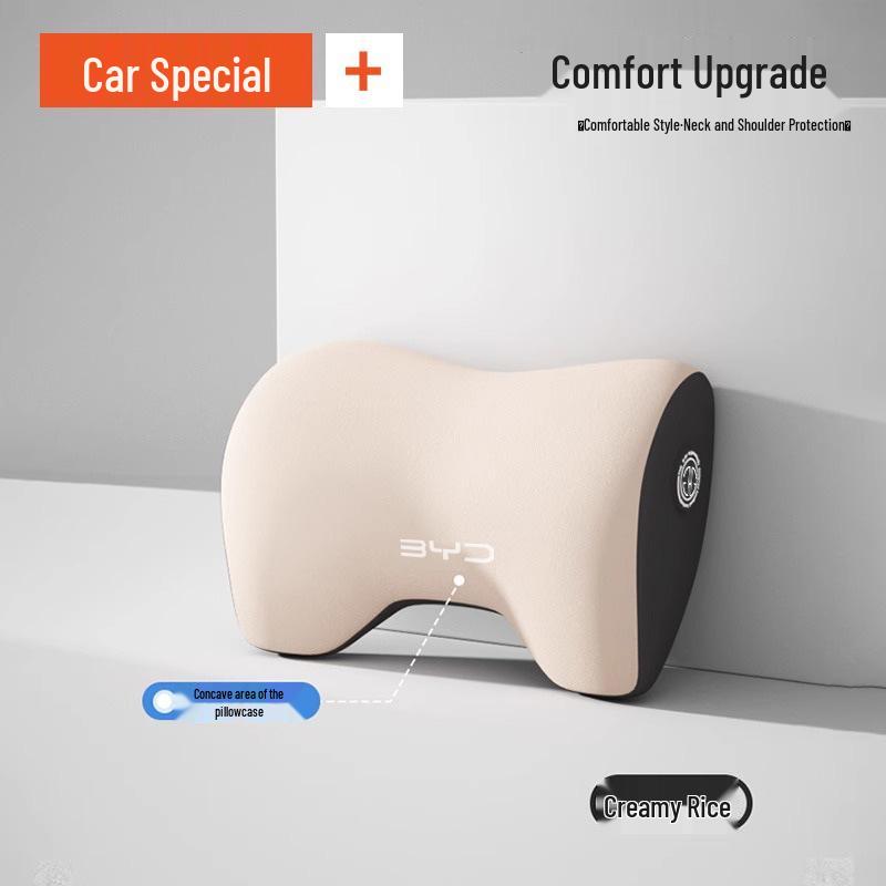 Příslušenství pro vozy BYD: Opěrky hlavy, Bederní opěrky, Polštářky a Chrániče krku pro modely Qin Plus, Song Pro, Seagull, Seal, Han.