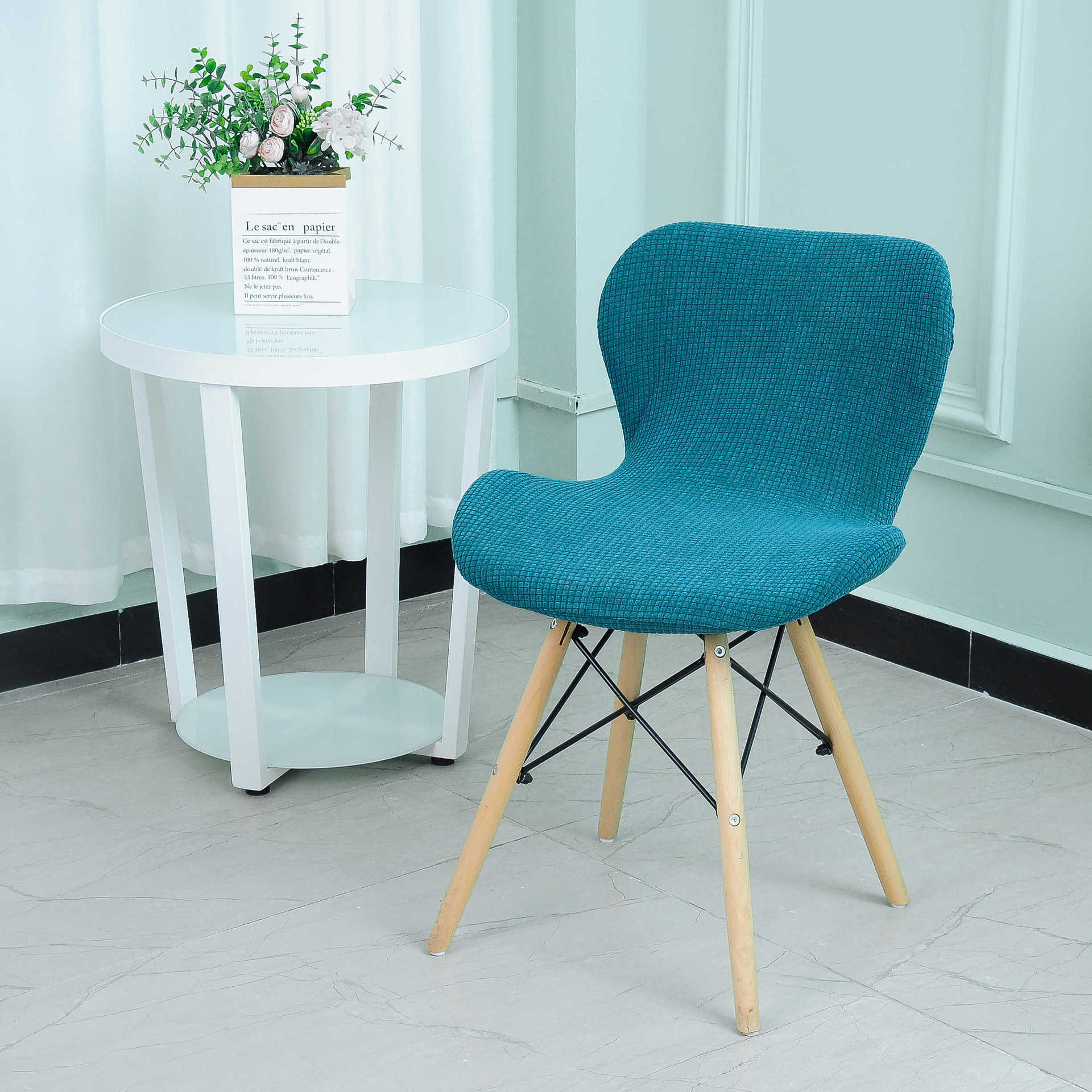 

Дугообразная универсальная эластичная защита для домашнего обеденного стола, отелей, интернет-кафе, эластичные чехлы на стулья, просто чехол на стул синий