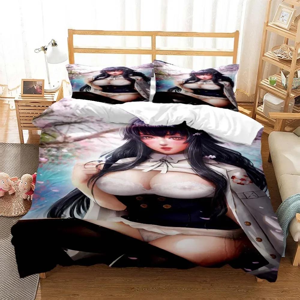 Sexy Anime Beauty Digital Print Comfortable Duvet Quilt Cover Pillowcase Bedding Set Children Bedroom Decoration Home Textile