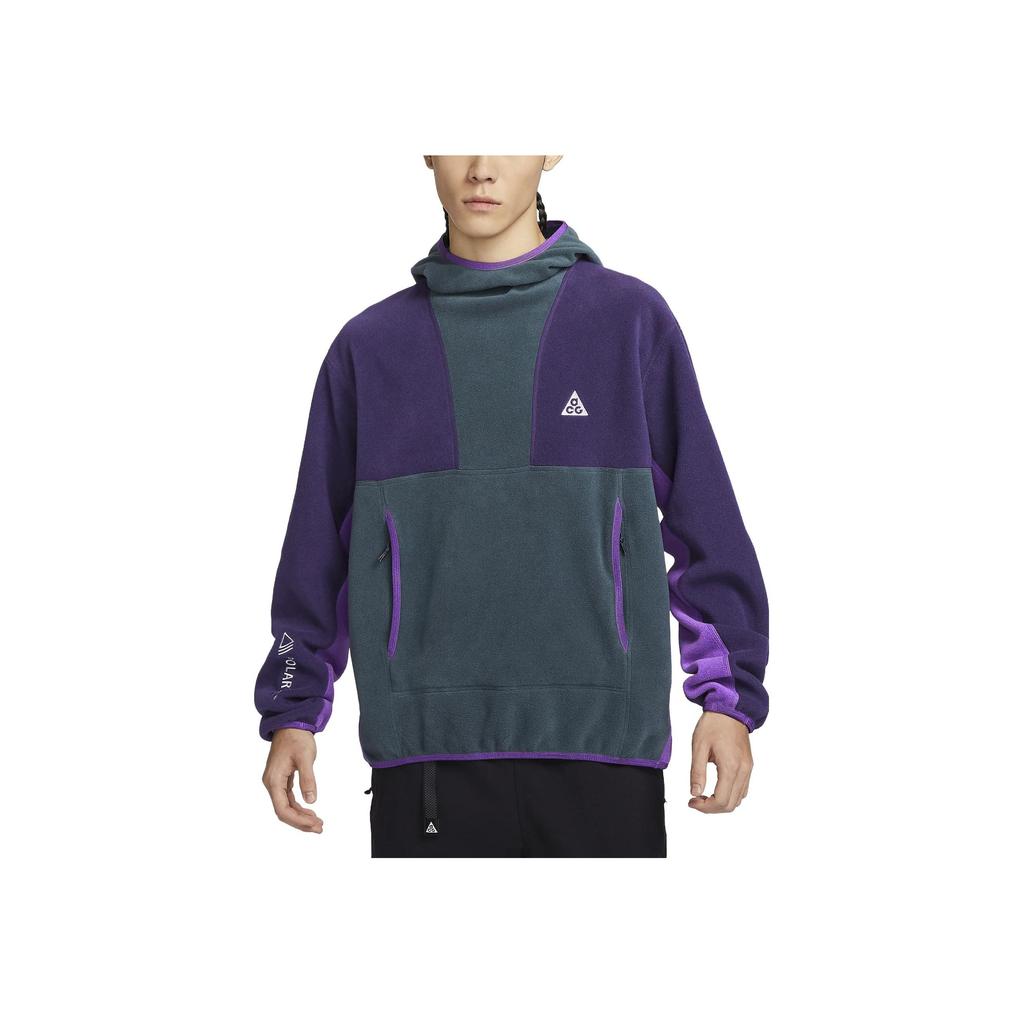 Nike Casual Pattern Embroidered Hoodie With Loose Long Sleeves Men Tops Purple FN0371-328