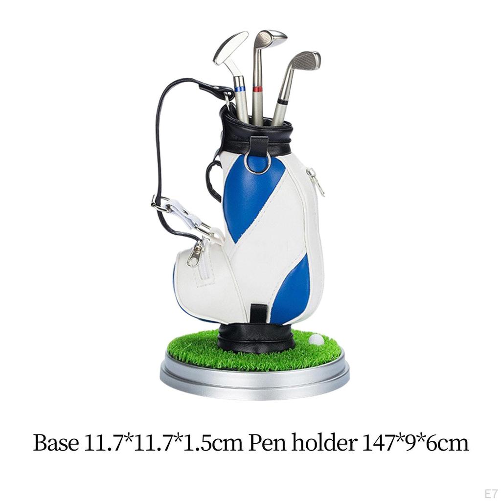 Golf Club Pen Holder Set with 3 Pens - Office Desk Decor