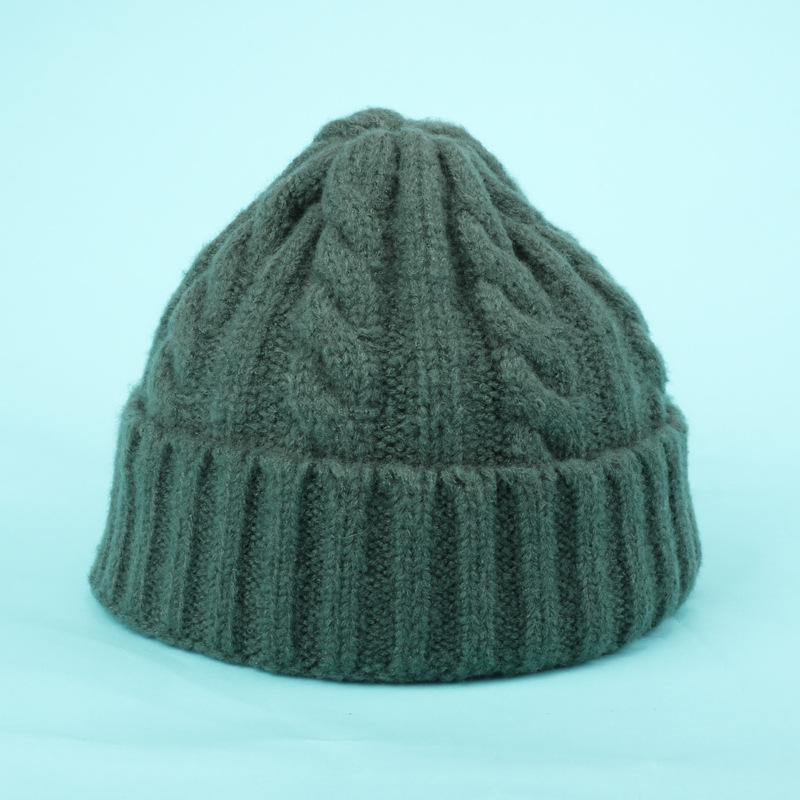 Korean Version Ins Simple Solid Color Twisted Wool Hat Autumn and Winter Warm Hat for Women Knitted Hat Trendy Versatile Men