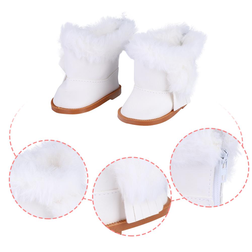1 Pair Mini Doll Shoes Plush Winter Snow Boots Dolls Accessories for 18 Inch Dolls (White)