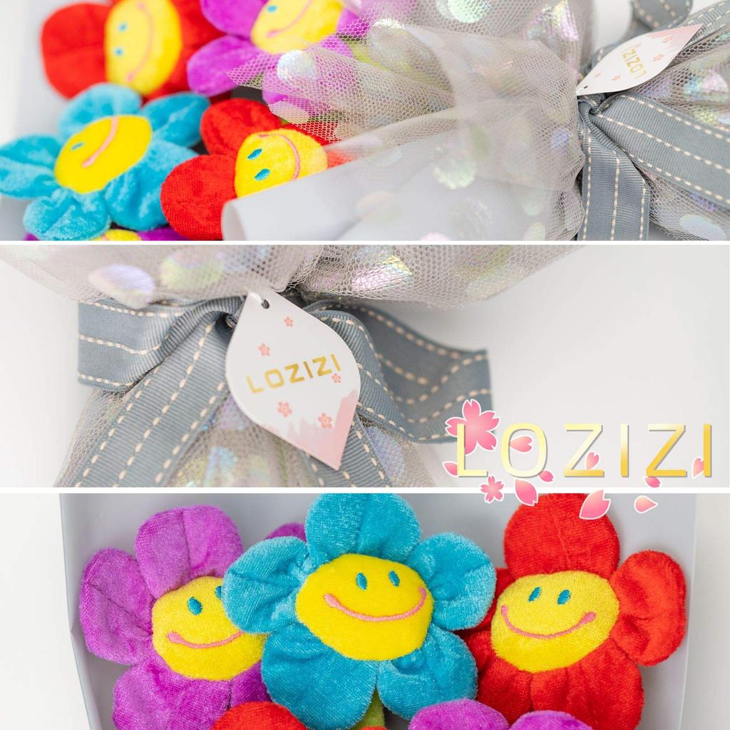 LOZIZI Smile Flower Plush Bouquet, Korean Artificial Never-Wilting Flowers, Gift for Birthday, Anniversary & Get Well, with Message Card, Purple