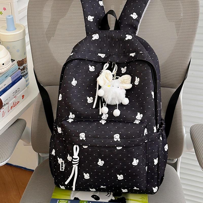 Schoolbag New Schoolbag Female Student Korean Version Ins Large Capacity Polka Dot Lightweight Junior High School Student Versatile Backpack