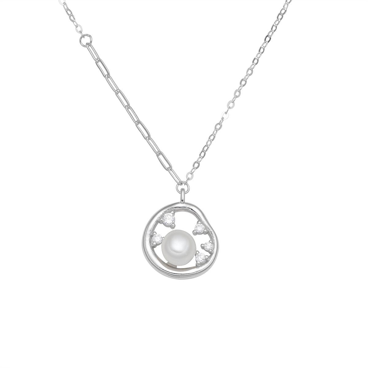 

Ожерелье из натурального жемчуга из стерлингового серебра 925 пробы, женственная, маленькая, свежая, нишевая, ключичная цепочка, изысканная, простая подвеска 925 Silver