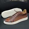 Men's Large Size Derby Casual Shoes Cow Genuine Leather Lace-Up Soft Sole Flat Driving Sneakers for Comfortable Wear