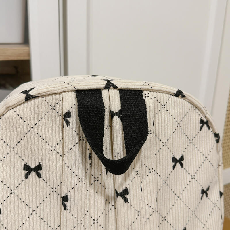 Bow Check Bag Women's Backpack Corduroy Backpack