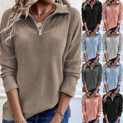 Fall Winter Fashion Womens Zipper Pullover Sweater Jacket