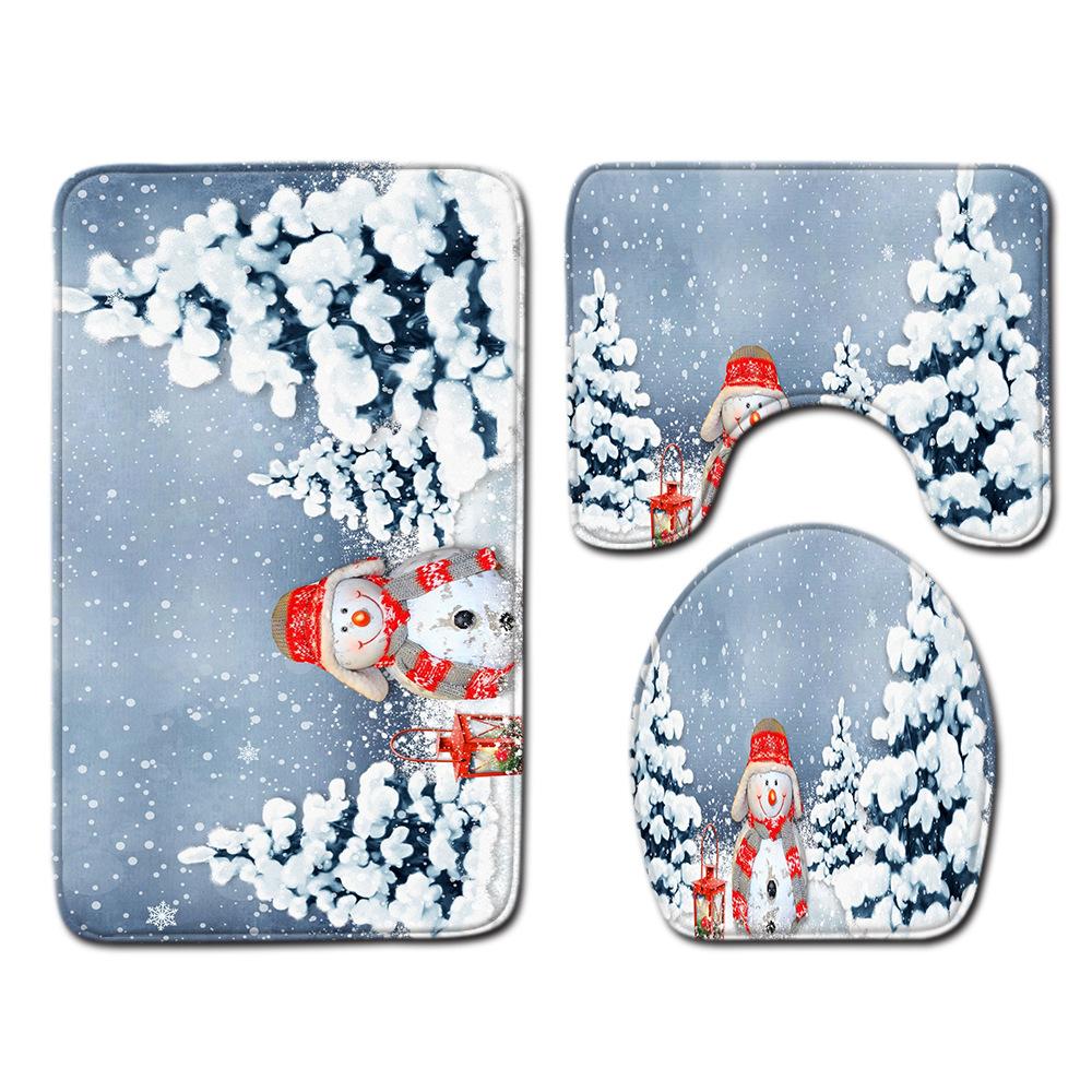 Christmas Bathroom Floor Mat Toilet Three-Piece Set