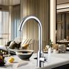 Modern Classic Single-Hole Stainless Steel Kitchen Sink Faucet Mixer Brushed for Hot Cold Water Ceramic for Hotels Kitchens