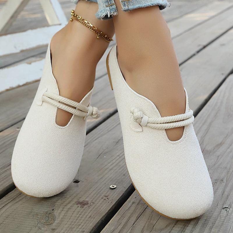 Retro Comfort Closed‑Toe Women's Mule Slippers For Outdoor Wear, New Spring Korean‑Style Flat Slip‑On Loafer Slippers