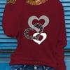 Spring and Autumn Women's Casual Long-sleeved T-shirts, Heart-shaped Round Neck T-shirts, Women's Clothing
