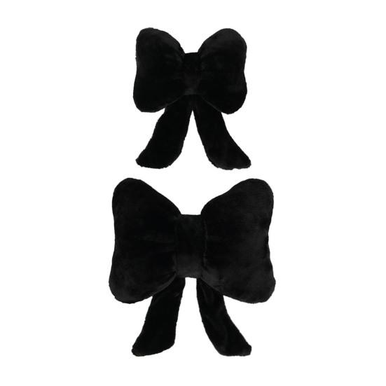 Plush Bow Car Headrest Pillow Lumbar Support Pillow Soft Comfortable Waist Pillow Elastic Bands Car Seat Back Cushion