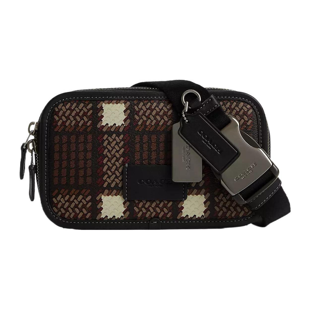 

Coach Wyatt 20 Plaid Print Card Slot Zipper Closure Canvas And Leather Crossbody Bag Small Unisex crossbody bag Bronze Black CN405-QBM2 Basic Set (Bag+Dust Bag)
