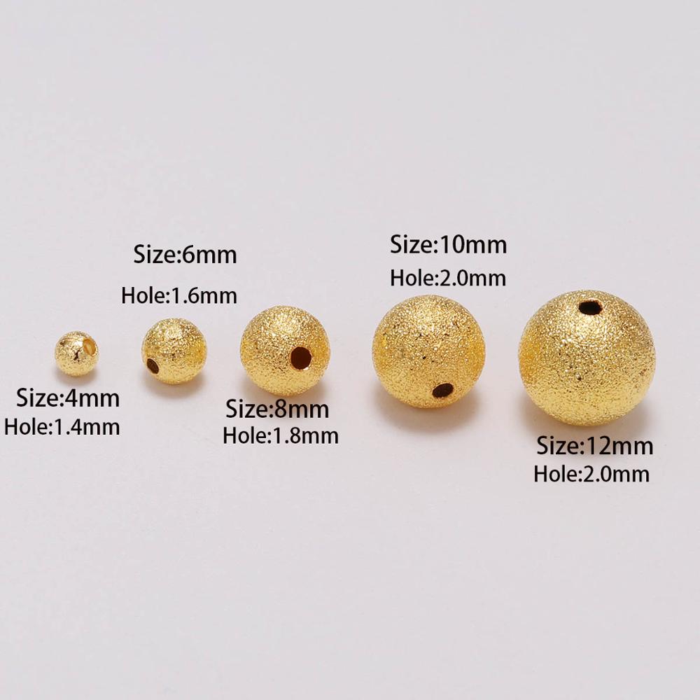 20-100pcs/lot 4 6 8 10 12mm Gold Color Round Copper Spacer Beads Frosted Ball End Seed Bead For Necklace Bracelet Jewelry Making
