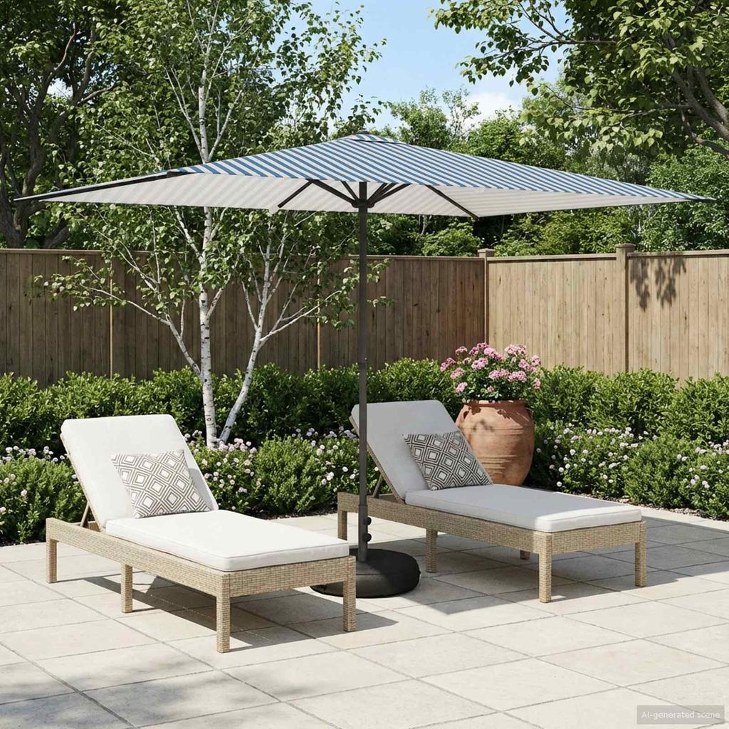 Garden Umbrella with Base 200 X 300 Cm Polyester Rectangular