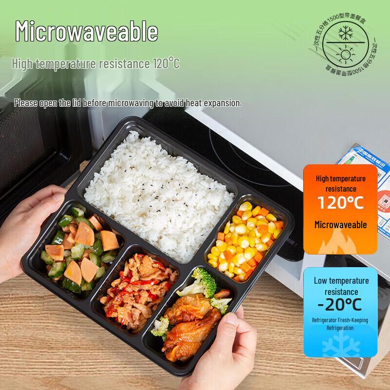 Disposable Multi-Compartment Food Containers with Lids