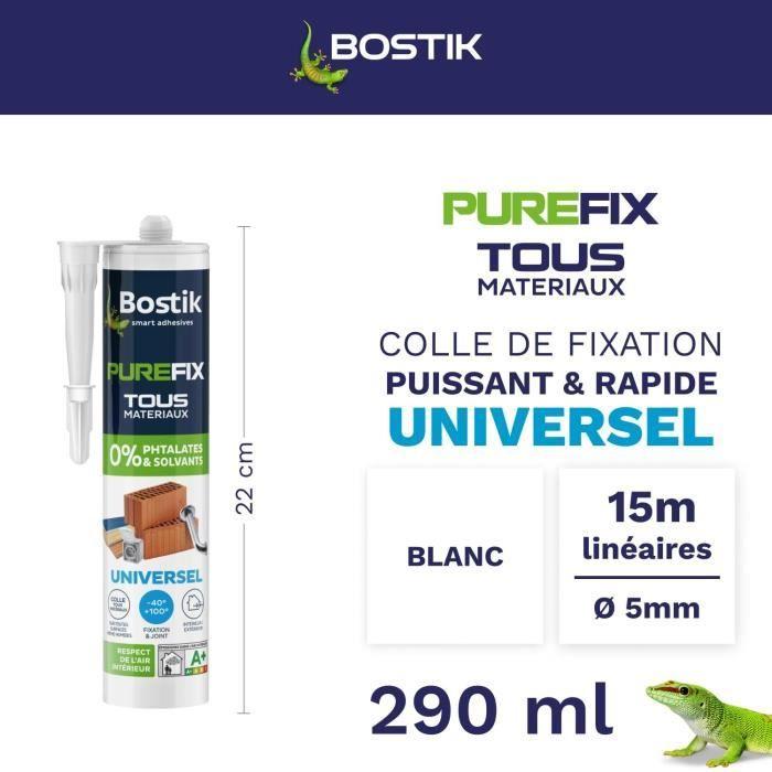 Mastic de Fixation BOSTIK Purefix Universel Tous Matériaux Sans Solvant Sans Phtalates - Intérieur Extérieur - cartouche 460 g