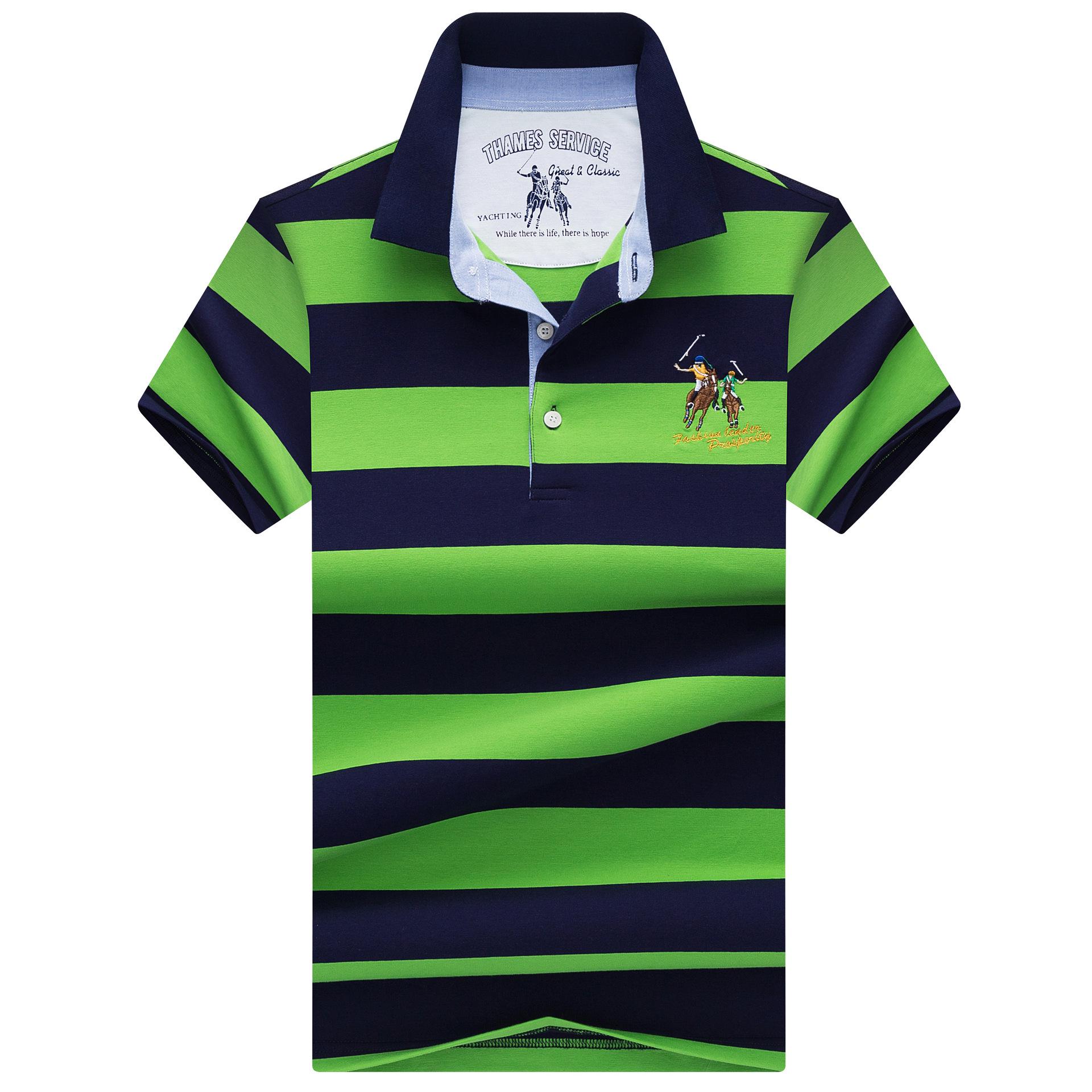 

Men s Striped Cotton Polo, Summer 2026 Slim Fit 4XL зелений