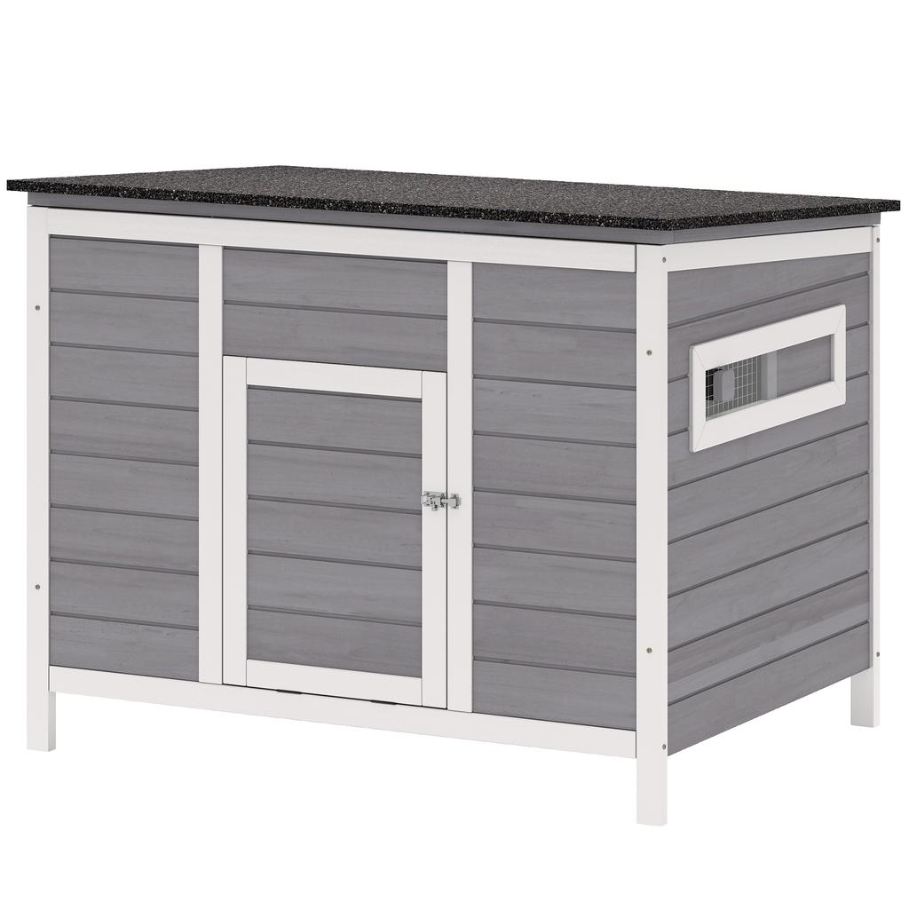Duck Coop, Weatherproof Wooden Duck House with Removable Floor, Sliding Window, Hinged, Asphalt Roof, 93 X 70 X 72 Cm, Grey