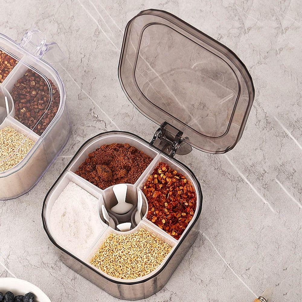 Food Grade Seasoning Storage Box Clear Condiment Container Multi Grid Seasoning Box  Kitchen