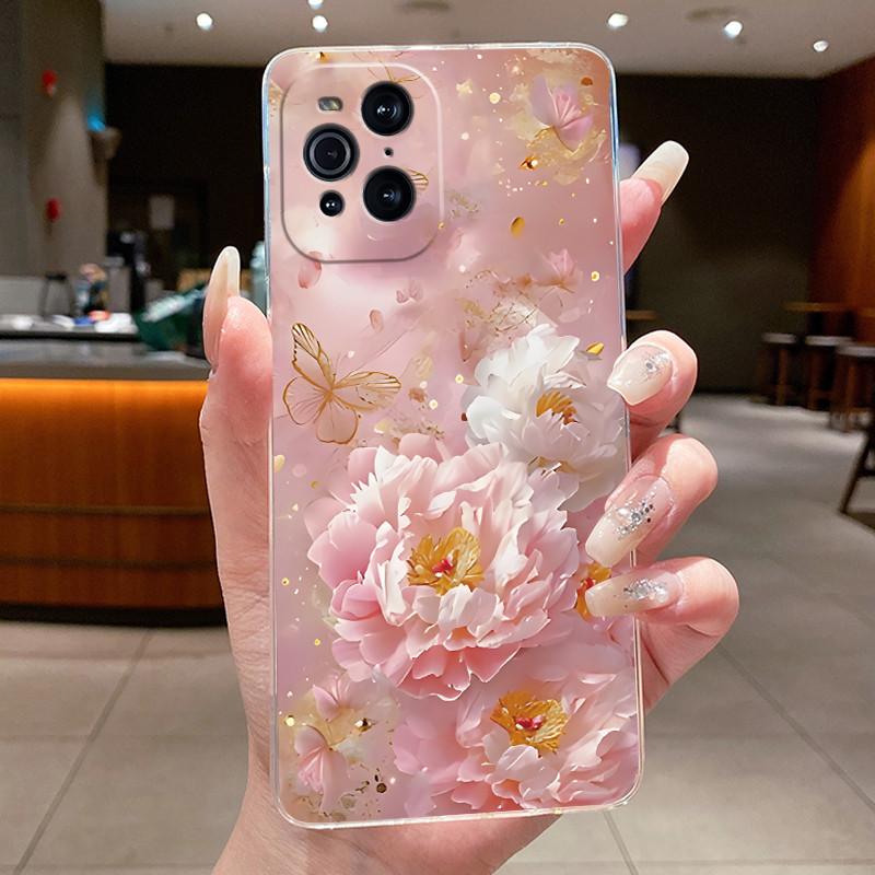 Case For OPPO Find X3 / Find X3 Pro Casing Clear Luxury Fashion Butterfly Flower Soft TPU Silicone Cover For FindX3 X3Pro Bumper