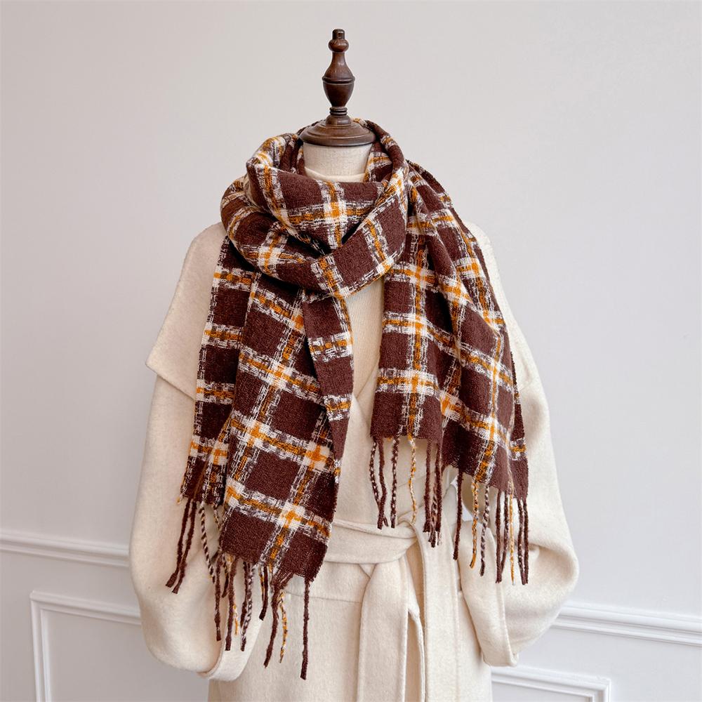 Women Lattice Cashmere Warm Pashmina Scarf Winter Thick Fashion Wild Scarf Shawl Soft Tassel Bufanda Blanket Couple Scarves