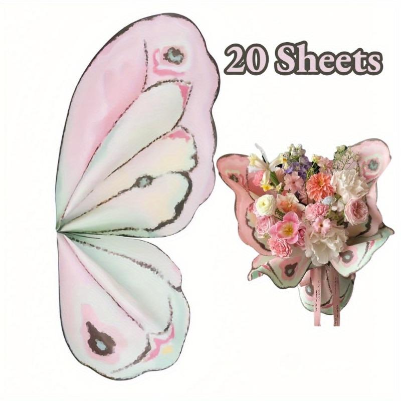20 Stück Schmetterlings-Blumen-Geschenkpapier Premium-Verpackungsbögen für Blumensträuße für Blumengeschäft Hochzeitsfeier Dekoration Zubehör