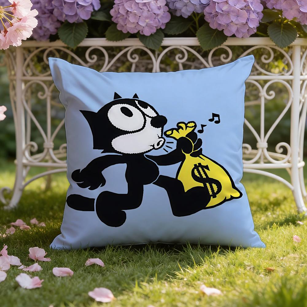Cartoon F-Felix the Cat Cushion Cover Home & Car Dual-Scene Pillow Cover: Reversible for Premium Comfort
