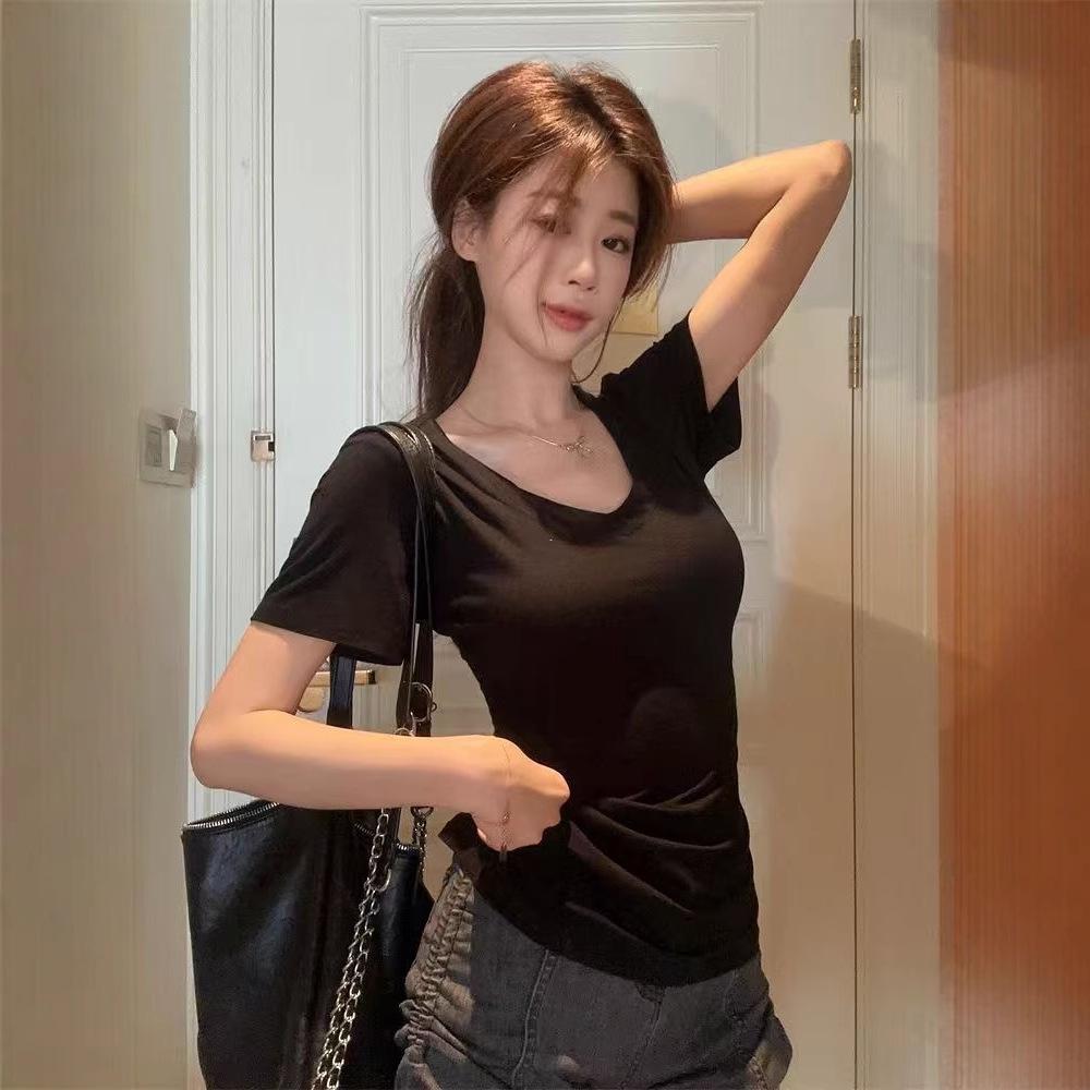 Sexy V-Neck Slim Fit Short Sleeve Korean-Style Top