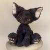 Curly Hair Black Cat Plush Toy Fluffy Texture Animal Plushie Kawaii Cat Stuffed Animal  For Kids