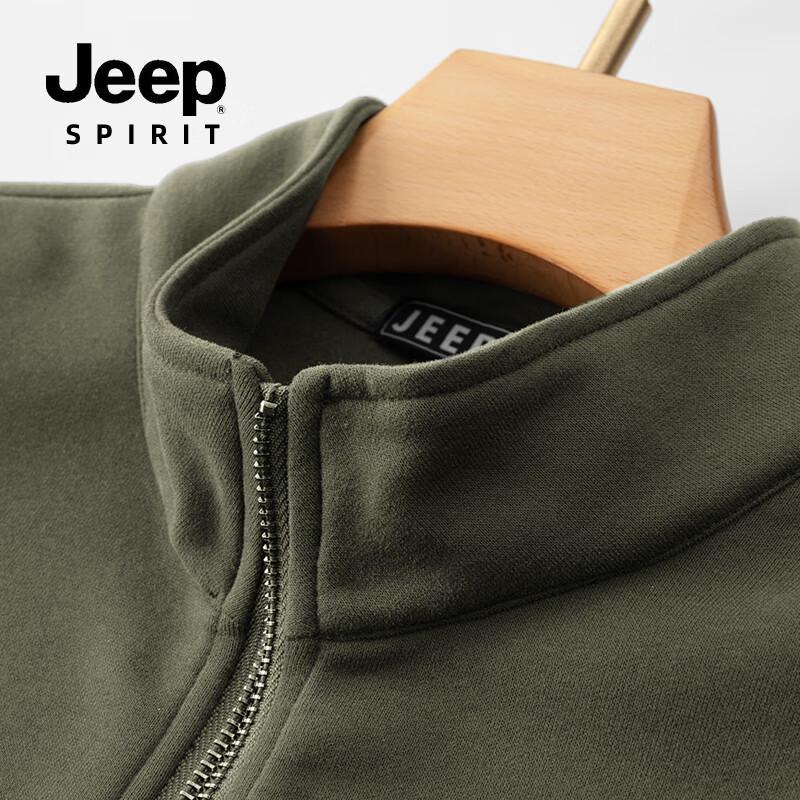 JEEP SPIRIT Pánská fleecová mikina s polovičním rolákem a dlouhým rukávem