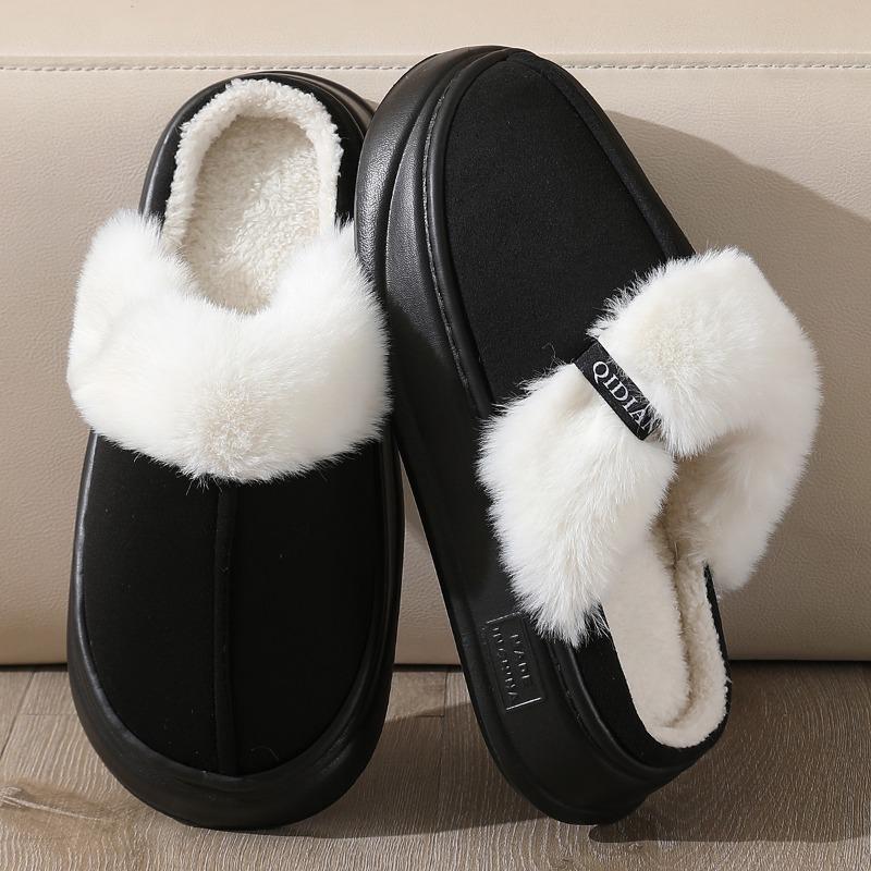 

Cotton slippers men and women couples cotton mop autumn and winter indoor warm home fluffy slippers 44-45 чорний