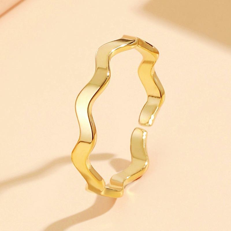 Simple Mobius plain ring ring Versatile wind geometric wave opening stainless steel ring