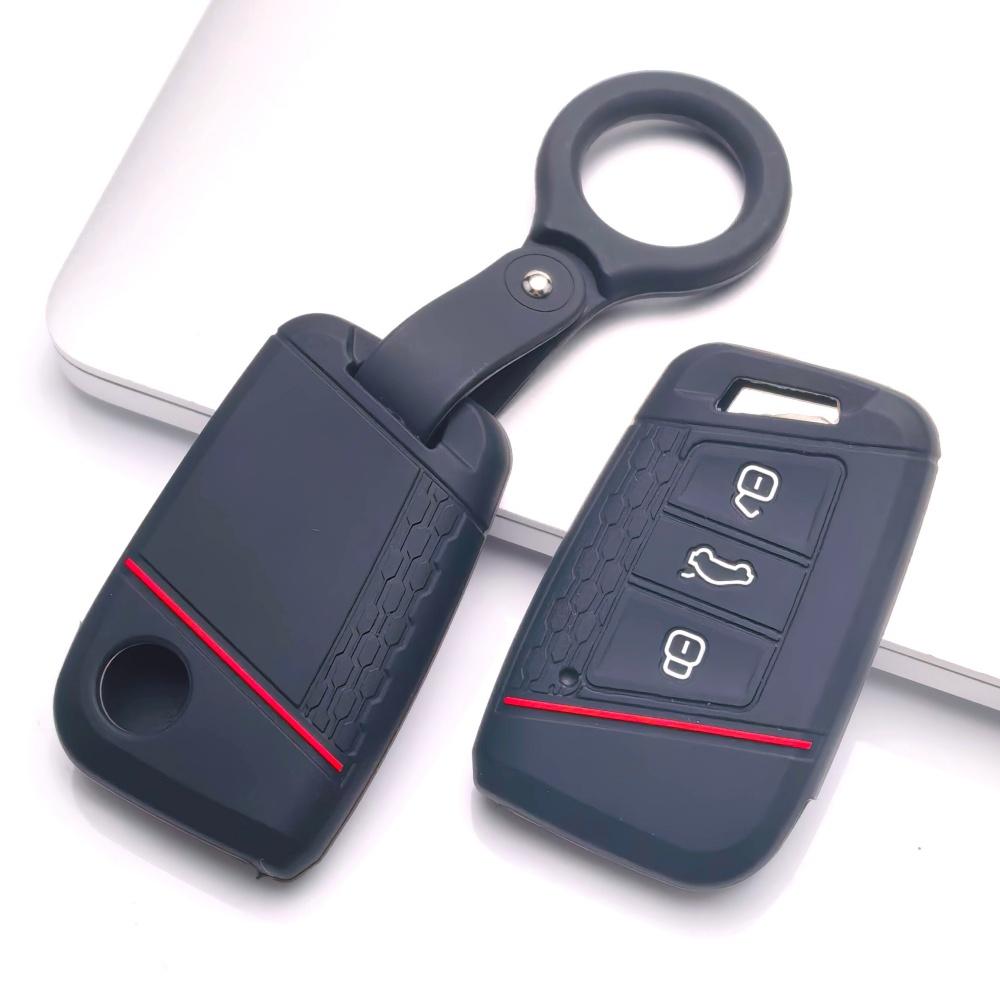 Key Fob Cover for Volkswagen Tiguan Passat Magotan Teramont CC This with Keychain Anti-Scratch Guard Shockproof Protection Soft Grip Texture