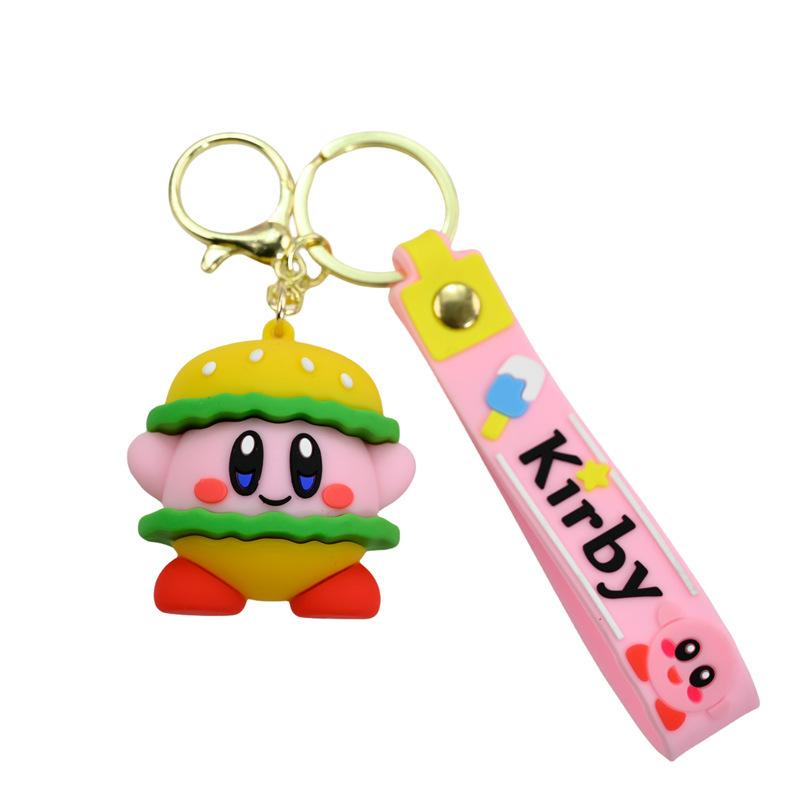 Creative Anime Kirby Cartoon Doll Keychain Pendant Couple Bag Pendant Kirby Food Three-Dimensional Doll Car Keychain Pendant