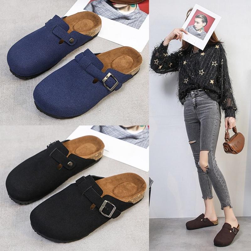 New Large-sized Pocket Shoes for Women, Casual Burken Shoes, Thick-soled Semi-slipper, Soft Soles for Lazy People