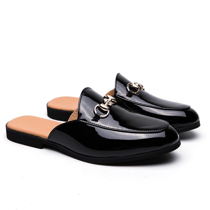 Herren Sommer Freizeit Slipper Leder Loafers: Britischer Stil, spitze Zehenpartie, Halbschuhe, minimalistische Mules.
