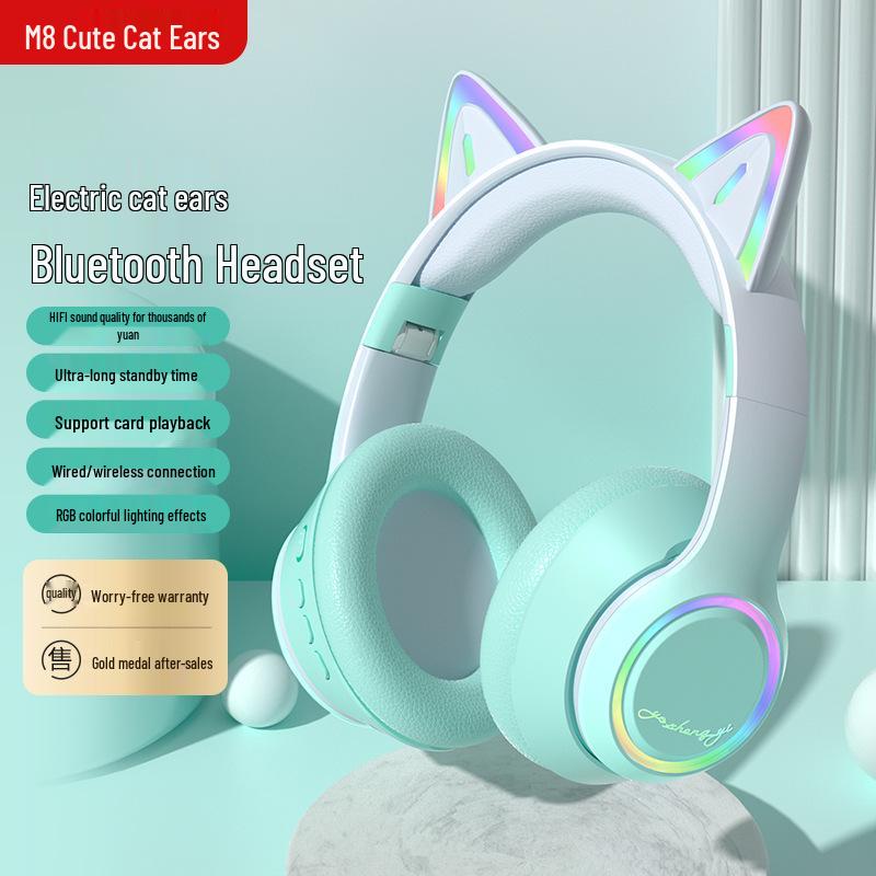 Wireless Bluetooth Cat Ear Headphones - Noise Cancelling, Over-Ear, Gaming & Music for Kids & Computers