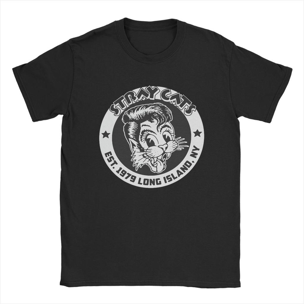 Awesome Stray Cats Band T-Shirt Men Crew Neck Pure Cotton T Shirts Short Sleeve Tee Shirt Summer Clothes