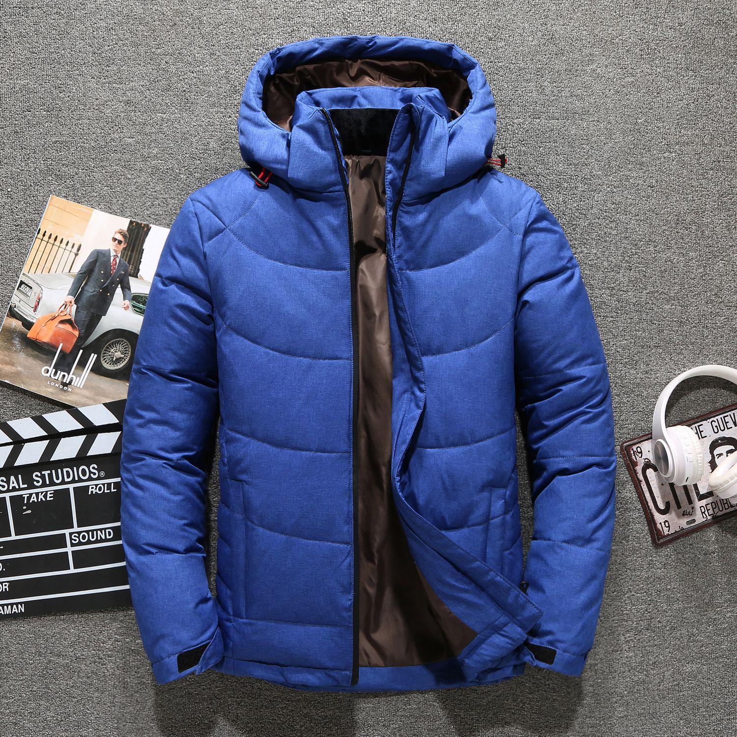 

Men s 2025 Trendy Multi-Pocket Thickened Down Jacket - Warm Casual Winter Outdoor Coat XL (140-160 jin) синій