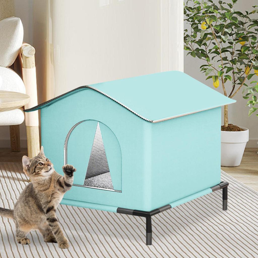Outdoor Cat House Warm Pet Nest Shelter for Winter with Mat and Doors Cold Resistant Pet House for Backyard Winter Warm