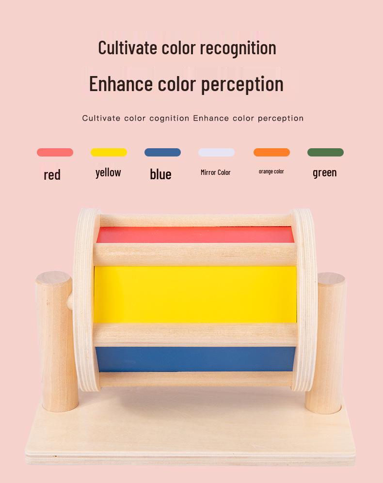 Montessori Wooden Coin Box Textile Drum Educational Toy for Ages 1-3