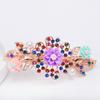Clip de Primavera de Circonita Blanca Flor de Pedrería Brillante Clip Superior Clip Horizontal Elegante Adorno para el Cabello de Moda para Madres