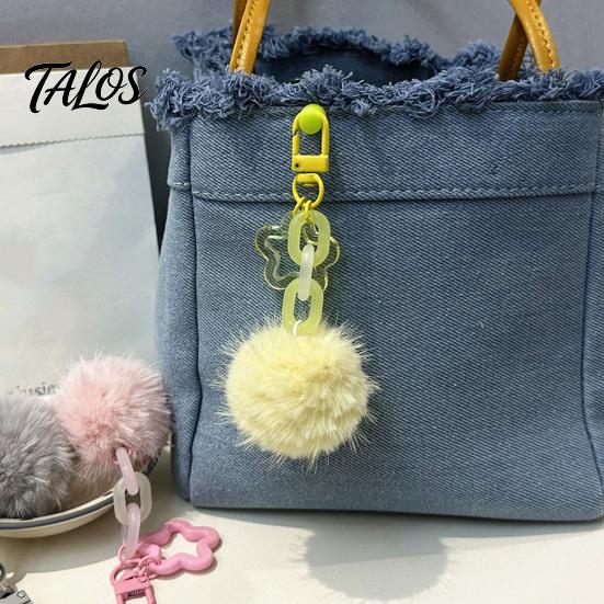 Fluffy Ball Keychain Plush Keychain, Pompom Pendant with Hollow Star, Backpack Decorative Purse Bag Accessories, Gift for Women Girls Accessories