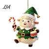 Reusable Christmas Party Favors Cute Animal Ornament, 2D Flat Sheep Dog Double-Sided Tree Hanging Supplies Acrylic Xmas Decoration for Lovers Holiday