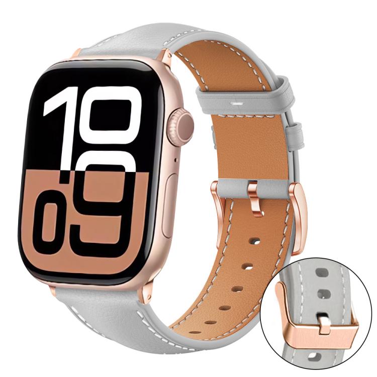 

xDfind Rose Gold Buckle Black Shark Fine Grain Vegan Leather Watch Band For Apple Watch 38 / 40 / 41 / S11 42mm темно серый