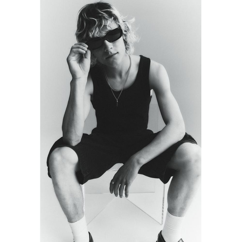 H M sliM Fit Ribbed Sleeveless Top Black