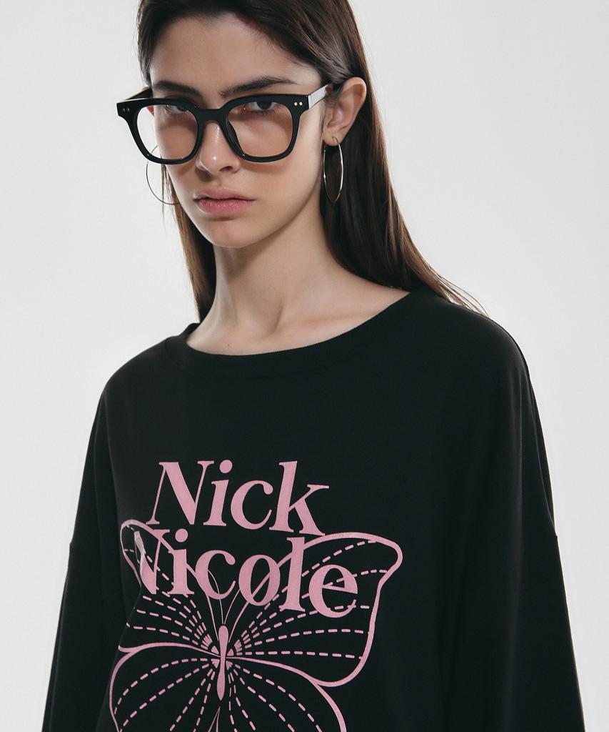 Nigaennikol Butterfly Signature Ls Top_Black Pink